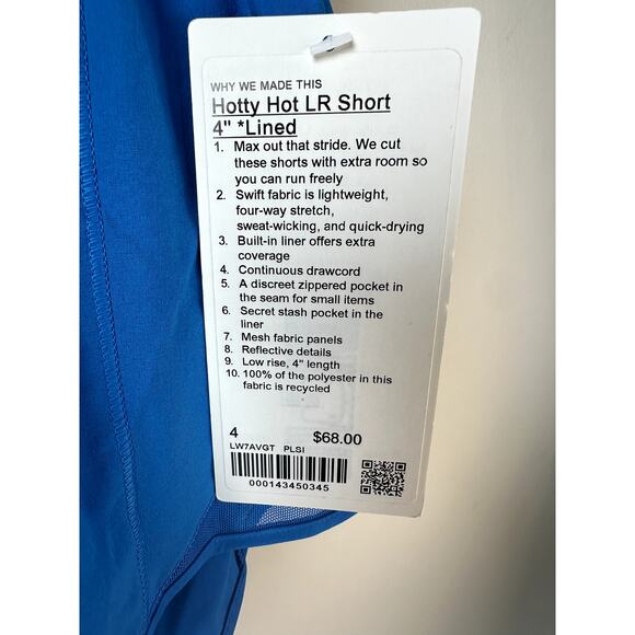 Lululemon Hotty Hot Short LR Short 4" Size 6 Poolside Blue NWT - Picture 8 of 8